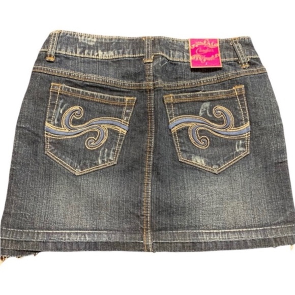CANDIE’S Indigo Distressed Raw Hem Mini Skirt! - Picture 2 of 3